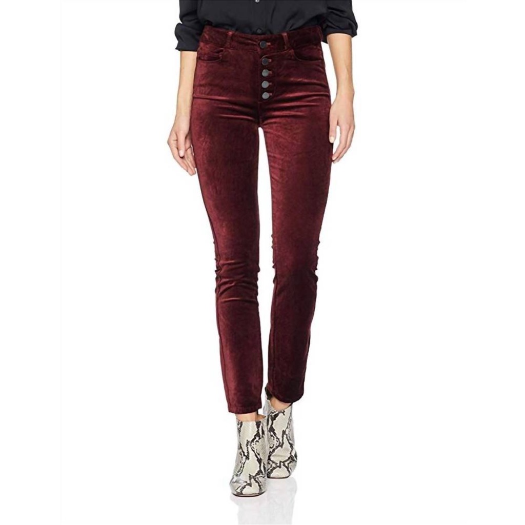 New Paige Hoxton Ankle Peg Exposed Button In Dark Currant Size 28